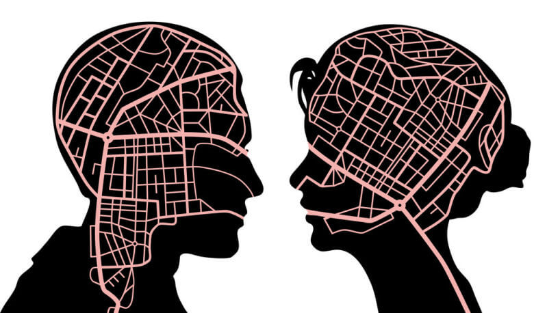 Roadmaps in the minds of a man and woman