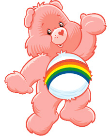 Pink carebear with rainbow on its belly