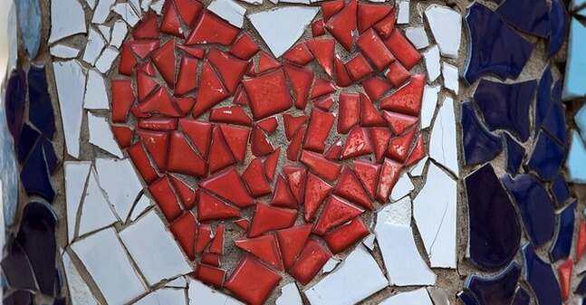 Broken heart in mosaic