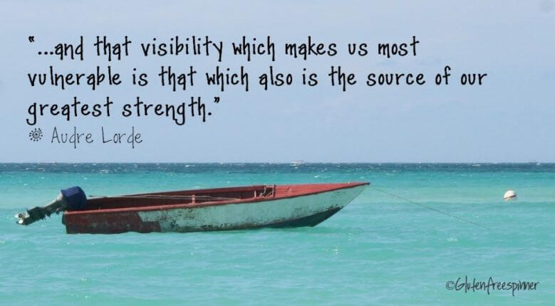 Quote about vulnerability on picture of boat in ocean