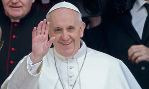 Pope Francis waving his hand