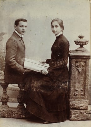 A 19th century young couple. This is about as intimate as was socially acceptable.