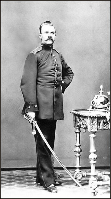Nietzsche holding a sword
