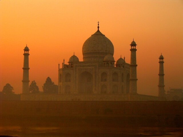 Taj Mahal surrounded by dust