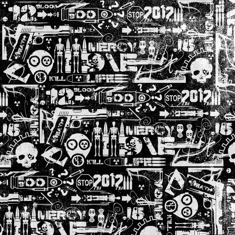 Creative monochrome urban mix of illustrations background