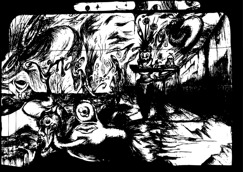 Psychedelic black and white picture