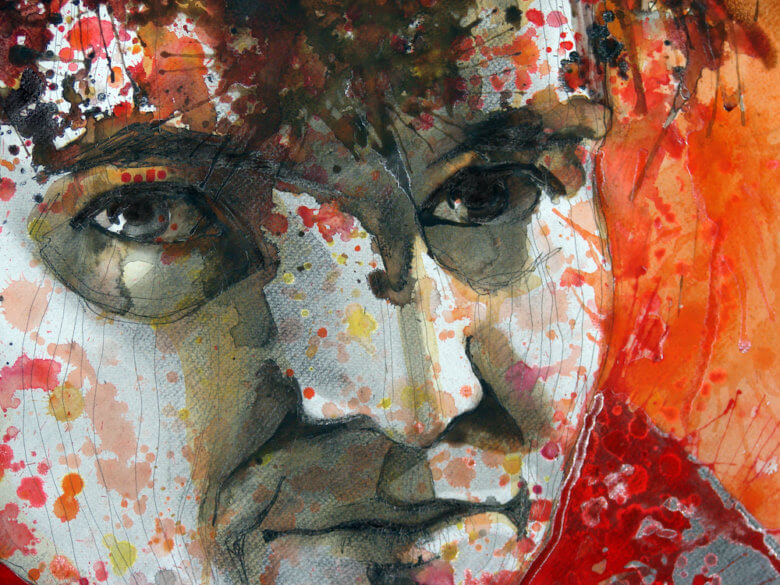 Watercolor abstract painting of man's face