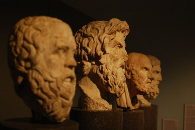 greek philosopher statue busts